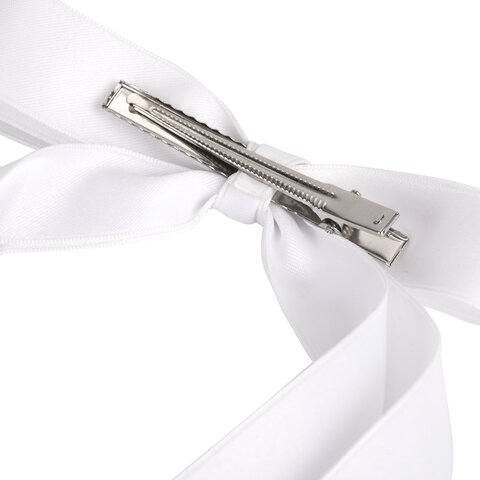 Заколка для волос зажим с бантиком, с длинными хвостиками, белый, MONTE VITA