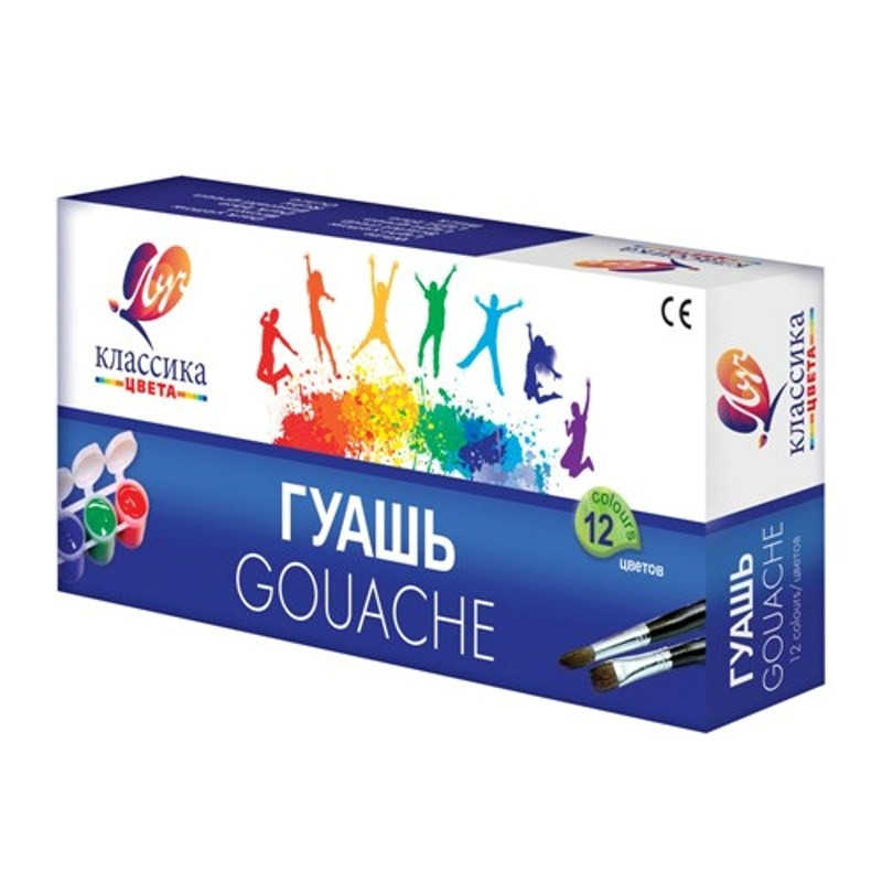 Гуашь Классика Луч 12 цв., 310 г, блок-тара, 21С 1376-08 Гуашь Классика Луч 12 цв., 310 г, блок-тара, 21С 1376-08