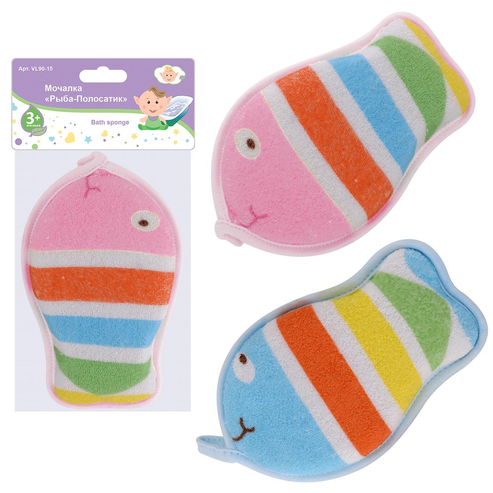 Мочалка "Рыба-Полосатик" 2 цвета Мочалка "Рыба-Полосатик" 2 цвета