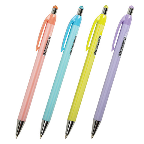 Ручка шариковая автоматическая BRAUBERG "Stripes Pastel", СИНЯЯ, Ручка шариковая автоматическая BRAUBERG "Stripes Pastel", СИНЯЯ,
