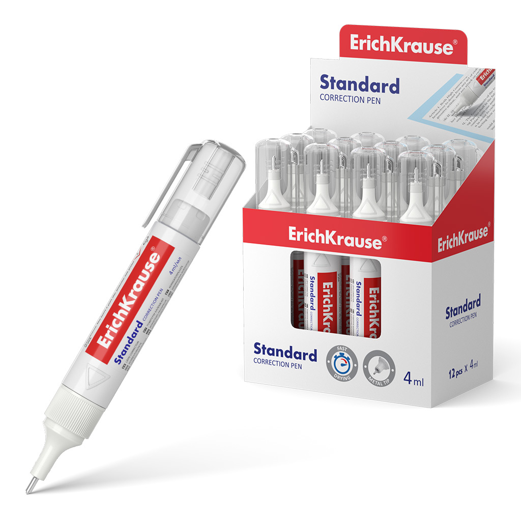 Ручка-корректор Erich Krause® Standard, 4мл (в дисплее по 12 штук) Ручка-корректор Erich Krause® Standard, 4мл (в дисплее по 12 штук)