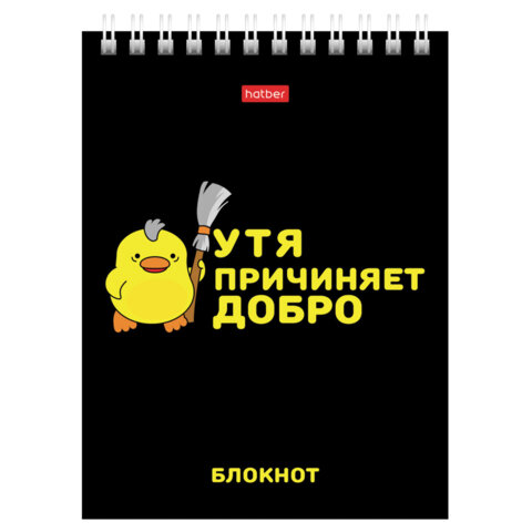 Блокнот МАЛЫЙ ФОРМАТ А6, 40 л., гребень, картон, клетка, HATBER,