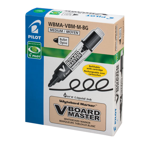 Маркер стираемый для белой доски ЗЕЛЕНЫЙ, PILOT "V-BOARD MASTER", 4