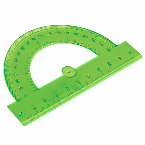 Транспортир пластик 10 см, 180 градусов, BRAUBERG, прозрачный, неоновый, Транспортир пластик 10 см, 180 градусов, BRAUBERG, прозрачный, неоновый,