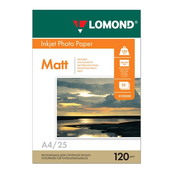 Фотобумага LOMOND 25 л. 120 г/м2 А4 матов.: 0102030 штр.: 4607003956103 Фотобумага LOMOND 25 л. 120 г/м2 А4 матов.: 0102030 штр.: 4607003956103