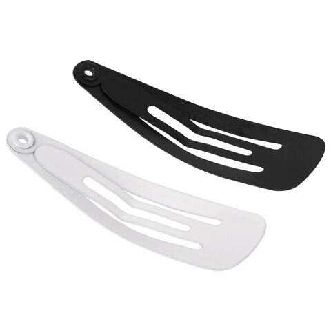 Заколки для волос НАБОР 10 шт., 4 см, клик-клак, глянцевый черный, перламутровый