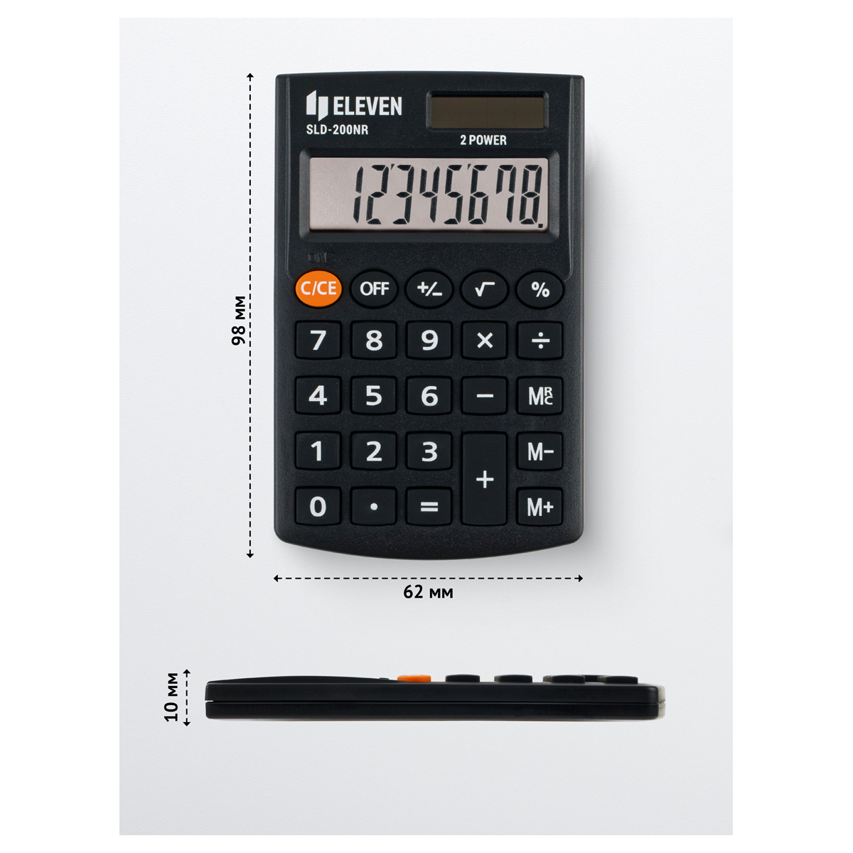 Калькулятор карманный Eleven SLD-200NR, 8 разрядов, двойное питание, 62*98*10мм, Калькулятор карманный Eleven SLD-200NR, 8 разрядов, двойное питание, 62*98*10мм,