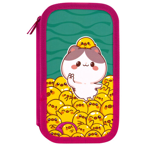 Пенал ЮНЛАНДИЯ, 3 отделения, картон с эффектом soft-touch, 19х11 см, "Duck