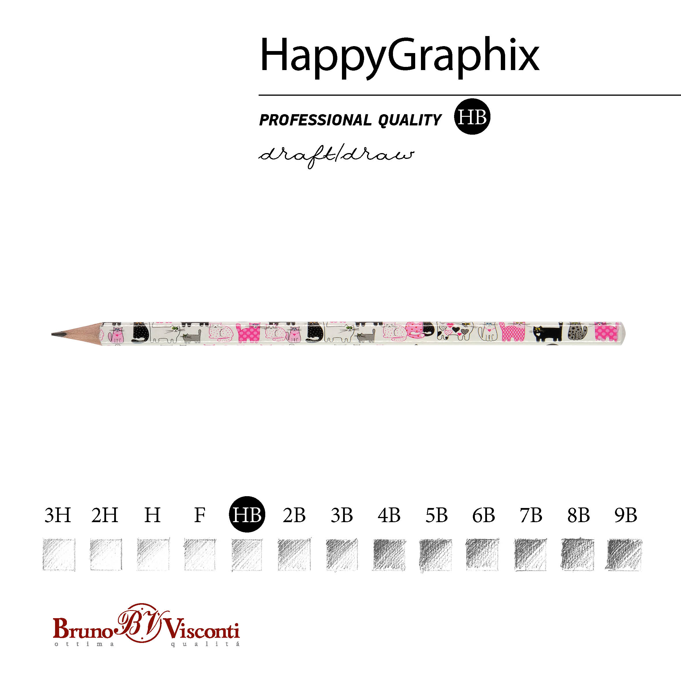 КАРАНДАШ ЧЕРНОГРАФИТОВЫЙ "HappyGraphix" РОЗОВЫЕ КОТЯТА НВ