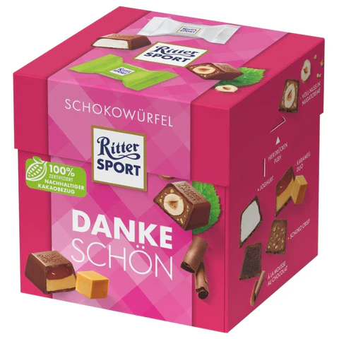 Шоколадные конфеты RITTER SPORT "DANKE SCHON", набор 5 вкусов, 22 Шоколадные конфеты RITTER SPORT "DANKE SCHON", набор 5 вкусов, 22