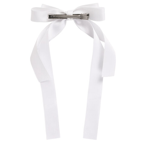 Заколка для волос зажим с бантиком, с длинными хвостиками, белый, MONTE VITA