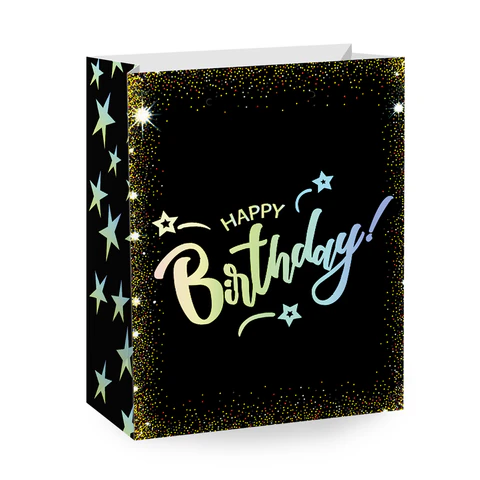 Пакет подарочный (1 штука) 18х10х23 см (M), "Happy Birthday", ассорти, Пакет подарочный (1 штука) 18х10х23 см (M), "Happy Birthday", ассорти,