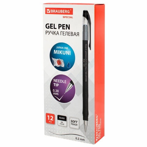 Ручка гелевая BRAUBERG SPECIAL, ЧЕРНАЯ, игольчатый узел 0,38 мм, тонкая линия Ручка гелевая BRAUBERG SPECIAL, ЧЕРНАЯ, игольчатый узел 0,38 мм, тонкая линия