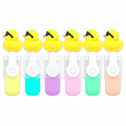 Набор текстовыделителей с топперами 6 ЦВЕТОВ ПАСТЕЛЬ, "КРУТЫЕ УТЯТА", Набор текстовыделителей с топперами 6 ЦВЕТОВ ПАСТЕЛЬ, "КРУТЫЕ УТЯТА",