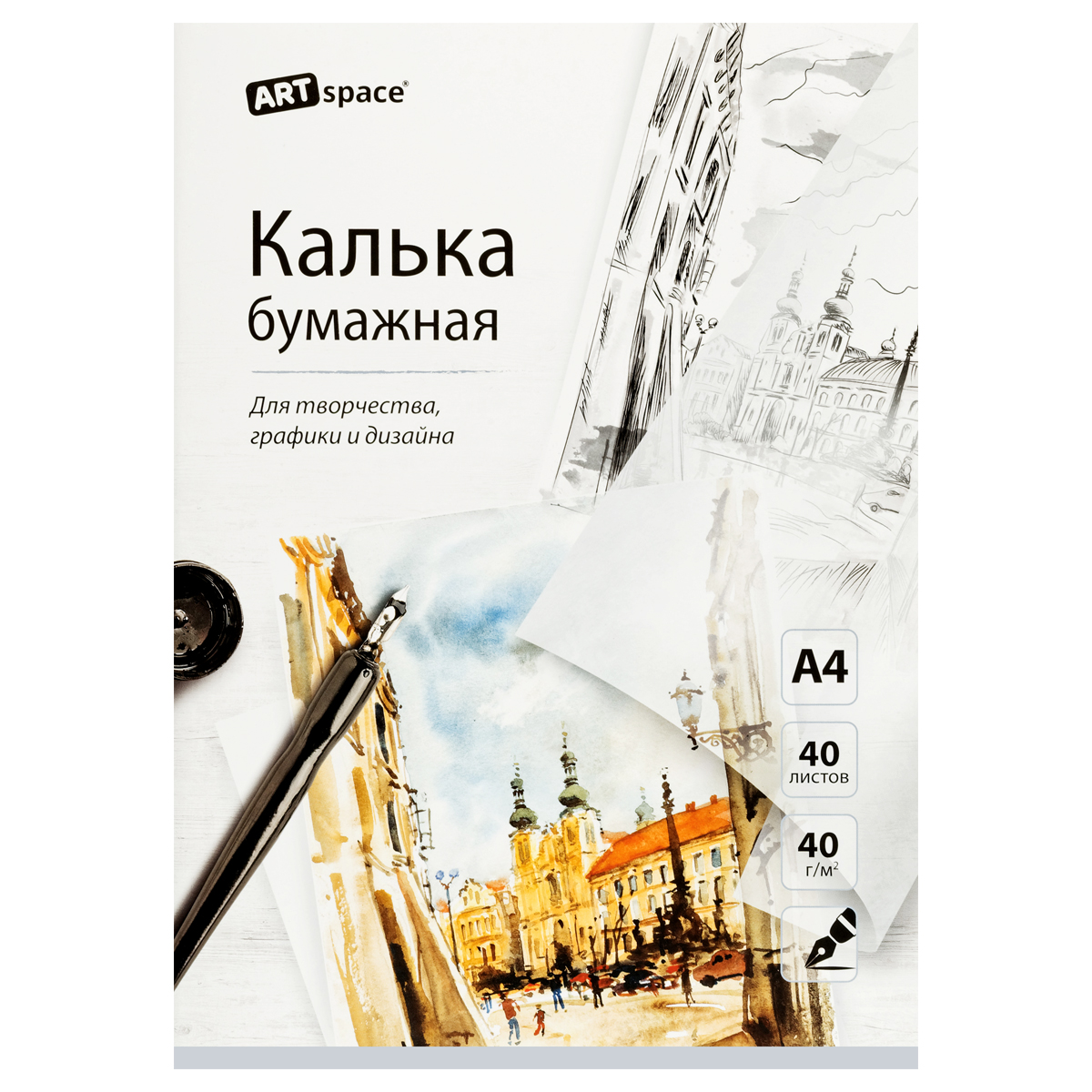 Калька под тушь А4 ArtSpace, 40л., 40г/м2, в папке Калька под тушь А4 ArtSpace, 40л., 40г/м2, в папке