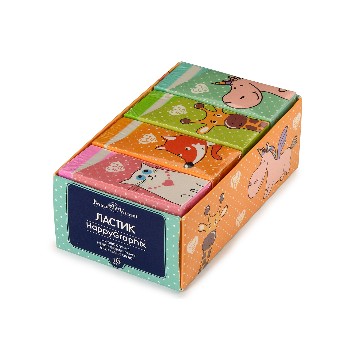 ЛАСТИК "HappyGraphix. Зверята", 4 цвета ЛАСТИК "HappyGraphix. Зверята", 4 цвета