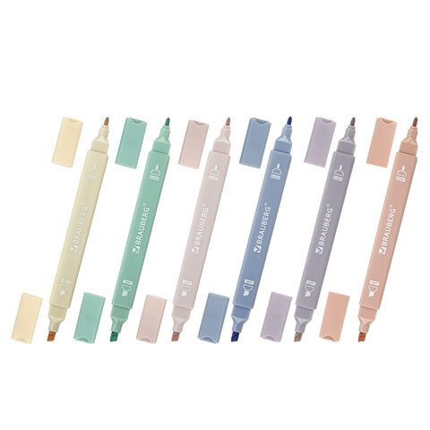 Набор текстовыделителей двусторонних 6 ЦВЕТОВ МОРАНДИ, BRAUBERG