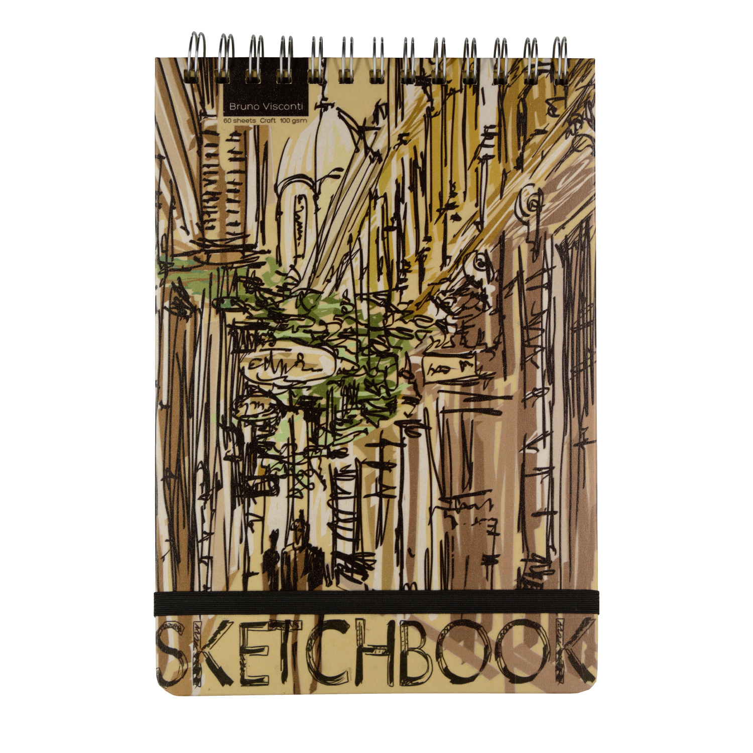 SKETCHBOOK BV, 180х260 мм, 60Л, КРАФТ 100 гр, НА ГРЕБНЕ (4 ВИДА)