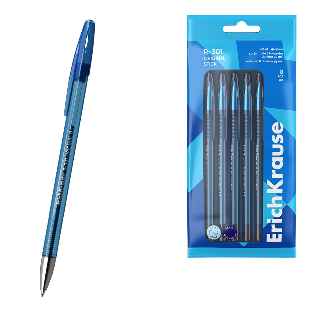 Набор из 8 ручек гелевых ErichKrause R-301 Gel Stick Original 0.5, цвет чернил Набор из 8 ручек гелевых ErichKrause R-301 Gel Stick Original 0.5, цвет чернил