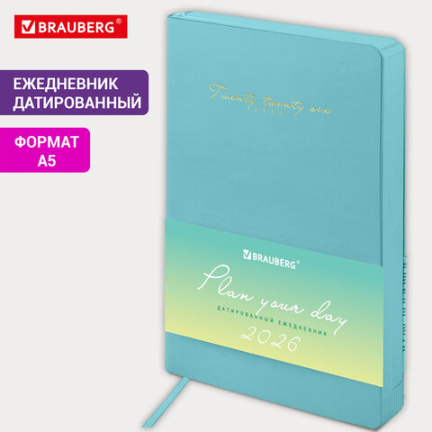 Ежедневник датированный 2026, А5, 138x213 мм, BRAUBERG "Pastel", под Ежедневник датированный 2026, А5, 138x213 мм, BRAUBERG "Pastel", под