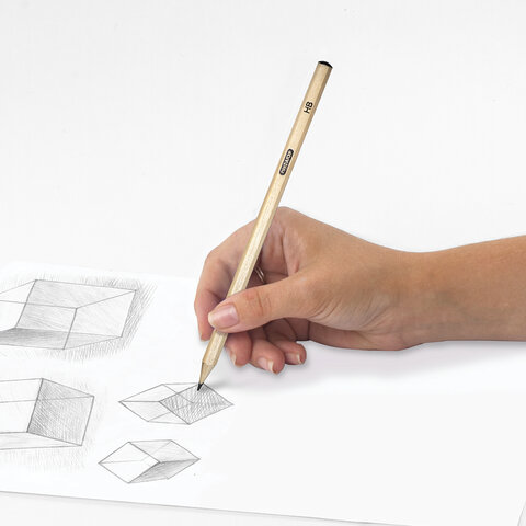 Карандаши чернографитные чертежные школьные разной твердости НАБОР 12 штук