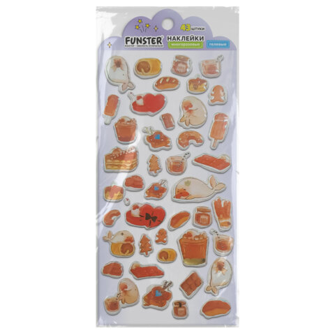 Наклейки гелевые "Аппетитное ассорти", 17,5х9 см, ассорти 6 видов,