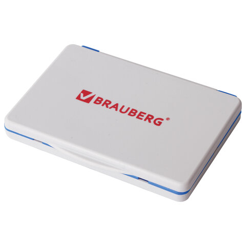 Штемпельная подушка BRAUBERG, 120х90 мм (рабочая поверхность 110х70 мм), синяя