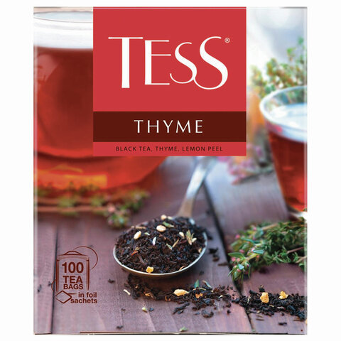 Чай TESS (Тесс) "Thyme", черный, чабрец и цедра лимона, 100 пакетиков Чай TESS (Тесс) "Thyme", черный, чабрец и цедра лимона, 100 пакетиков