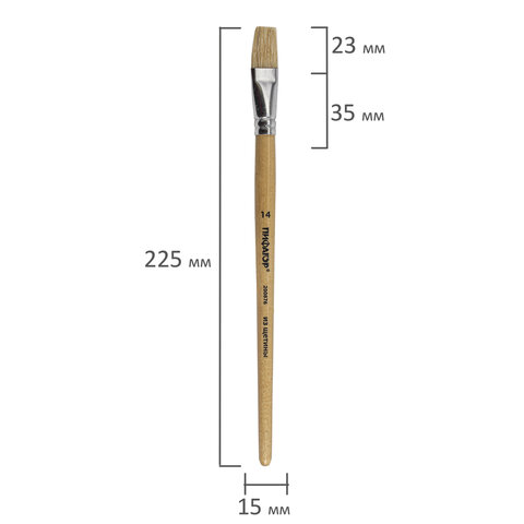 Кисть ПИФАГОР, щетина, плоская, № 14, 200876