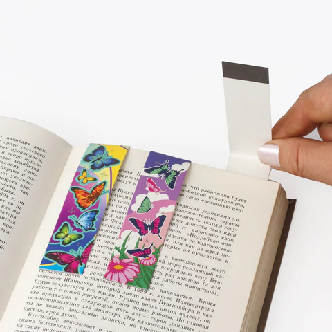 Закладки для книг с магнитом БАБОЧКИ, набор 6 шт., блестки, 25x196 мм, ЮНЛАНДИЯ, Закладки для книг с магнитом БАБОЧКИ, набор 6 шт., блестки, 25x196 мм, ЮНЛАНДИЯ,