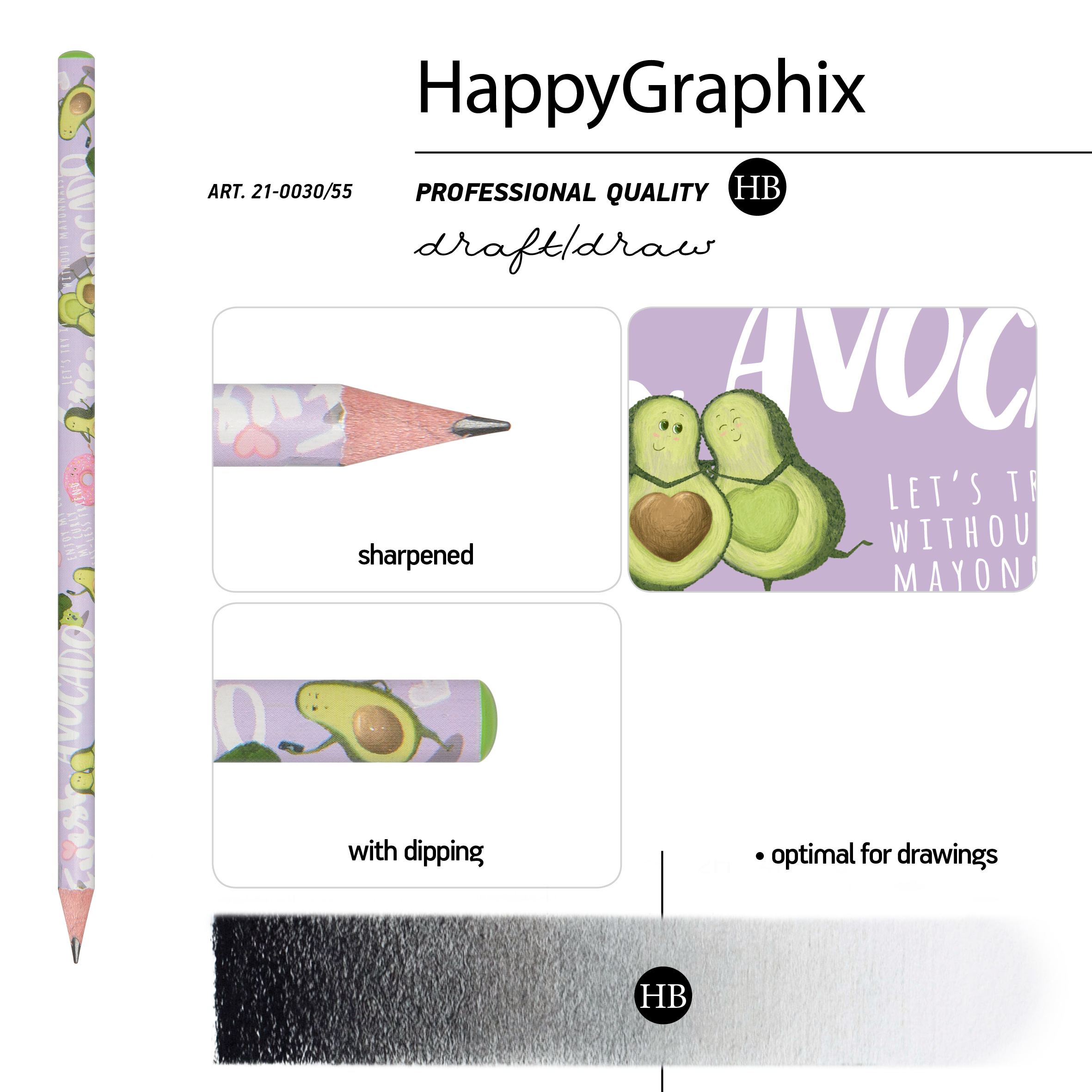 КАРАНДАШ ЧЕРНОГРАФИТОВЫЙ "HappyGraphix. Авокадо. Селфи" НВ КАРАНДАШ ЧЕРНОГРАФИТОВЫЙ "HappyGraphix. Авокадо. Селфи" НВ