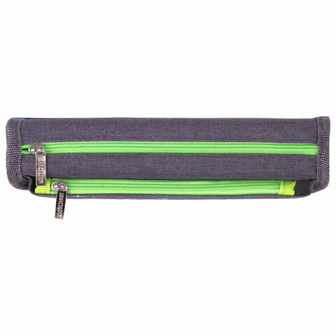 Пенал ЮНЛАНДИЯ, 2 отделения, полиэстер, "Cosmonaut", серый, 21х6х9 см,