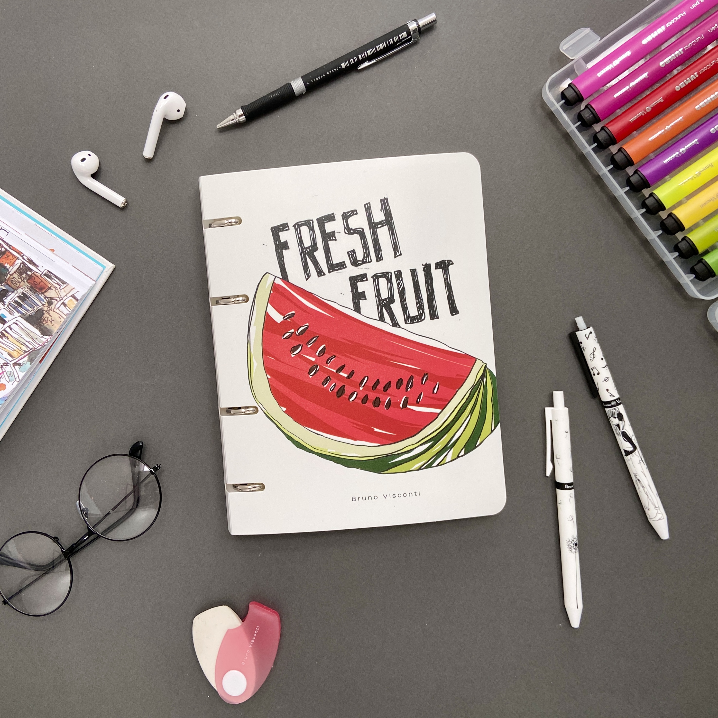 ТЕТРАДЬ НА КОЛЬЦАХ СО СМЕН. БЛОКОМ 80Л. "FRESH & FRUITY"
