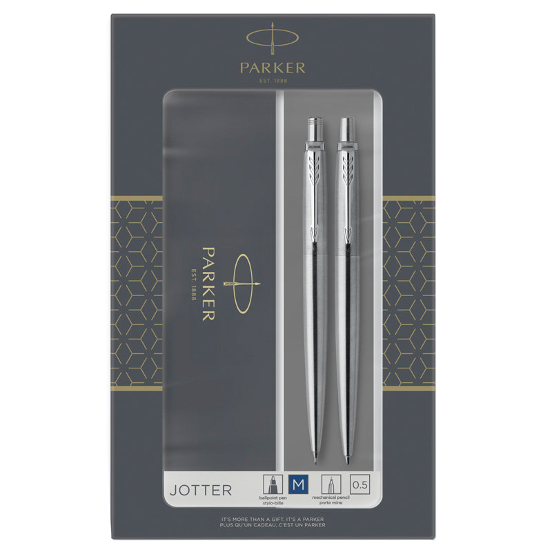Набор Parker "Jotter Stainless Steel CT": ручка шариковая, 1,0мм и Набор Parker "Jotter Stainless Steel CT": ручка шариковая, 1,0мм и