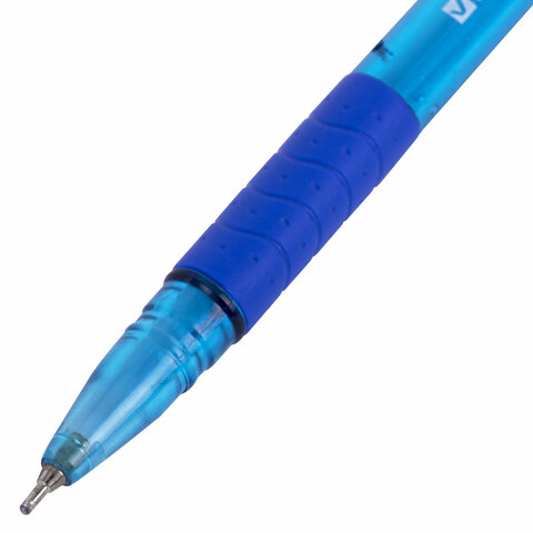 Ручка шариковая масляная с грипом BRAUBERG GLASSY TONE, СИНЯЯ, узел 0,7 мм,