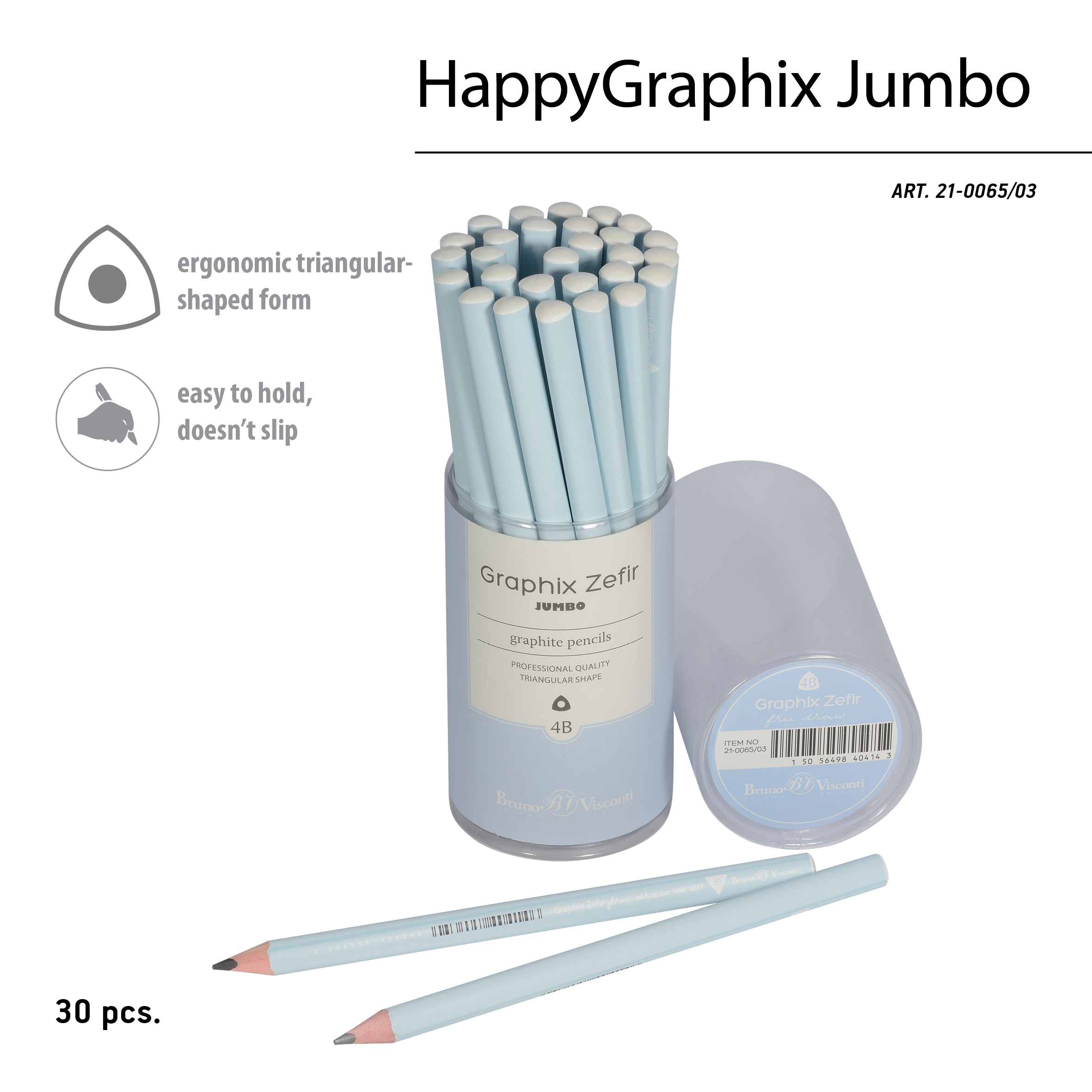 КАРАНДАШ ЧЕРНОГРАФИТОВЫЙ "GraphixZefir Jumbo. Зефирный голубой" 4В, КАРАНДАШ ЧЕРНОГРАФИТОВЫЙ "GraphixZefir Jumbo. Зефирный голубой" 4В,