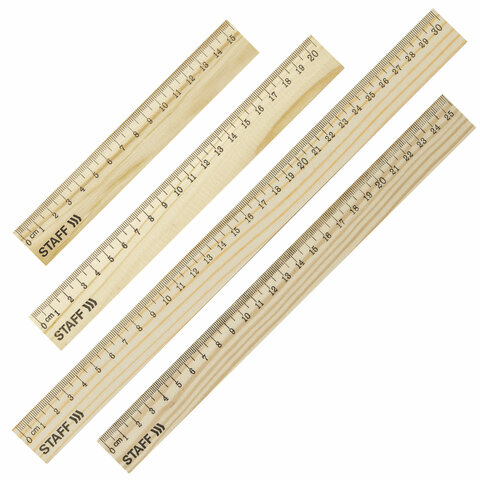 Набор деревянных линеек STAFF, 15 см, 20 см, 25 см, 30 см, канадская сосна, Набор деревянных линеек STAFF, 15 см, 20 см, 25 см, 30 см, канадская сосна,