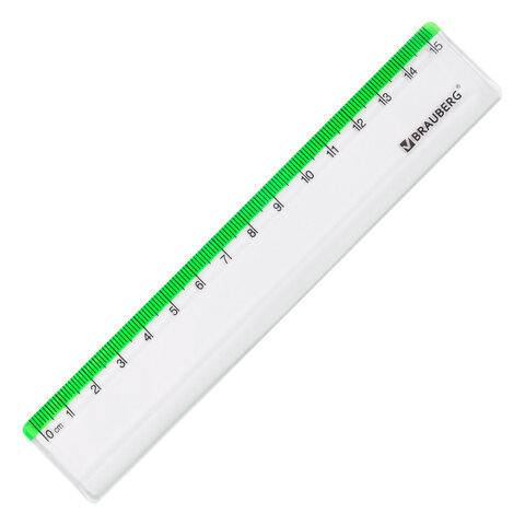 Линейка пластиковая 15 см BRAUBERG "FRESH ZONE", прозрачная, с Линейка пластиковая 15 см BRAUBERG "FRESH ZONE", прозрачная, с