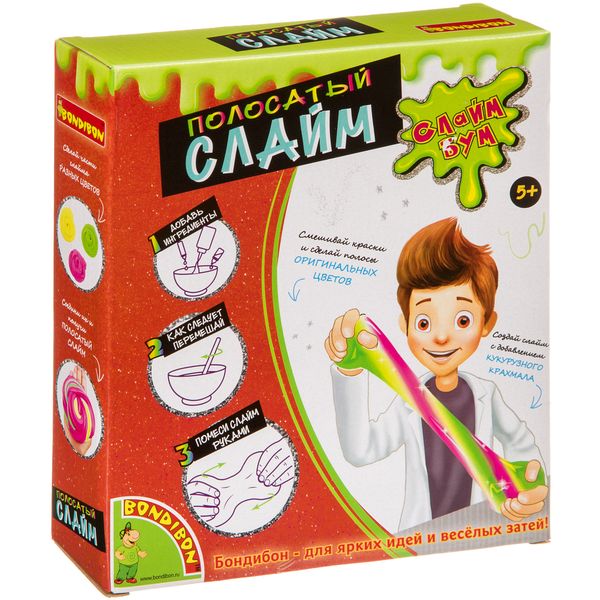 Науки с Буки Bondibon, опыты СЛАЙМ БУМ, Полосатый слайм Науки с Буки Bondibon, опыты СЛАЙМ БУМ, Полосатый слайм