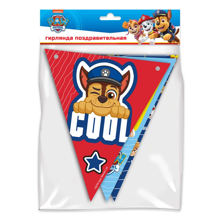 Щенячий патруль. Гирлянда поздравительная "Персонажи" (флажки) Щенячий патруль. Гирлянда поздравительная "Персонажи" (флажки)