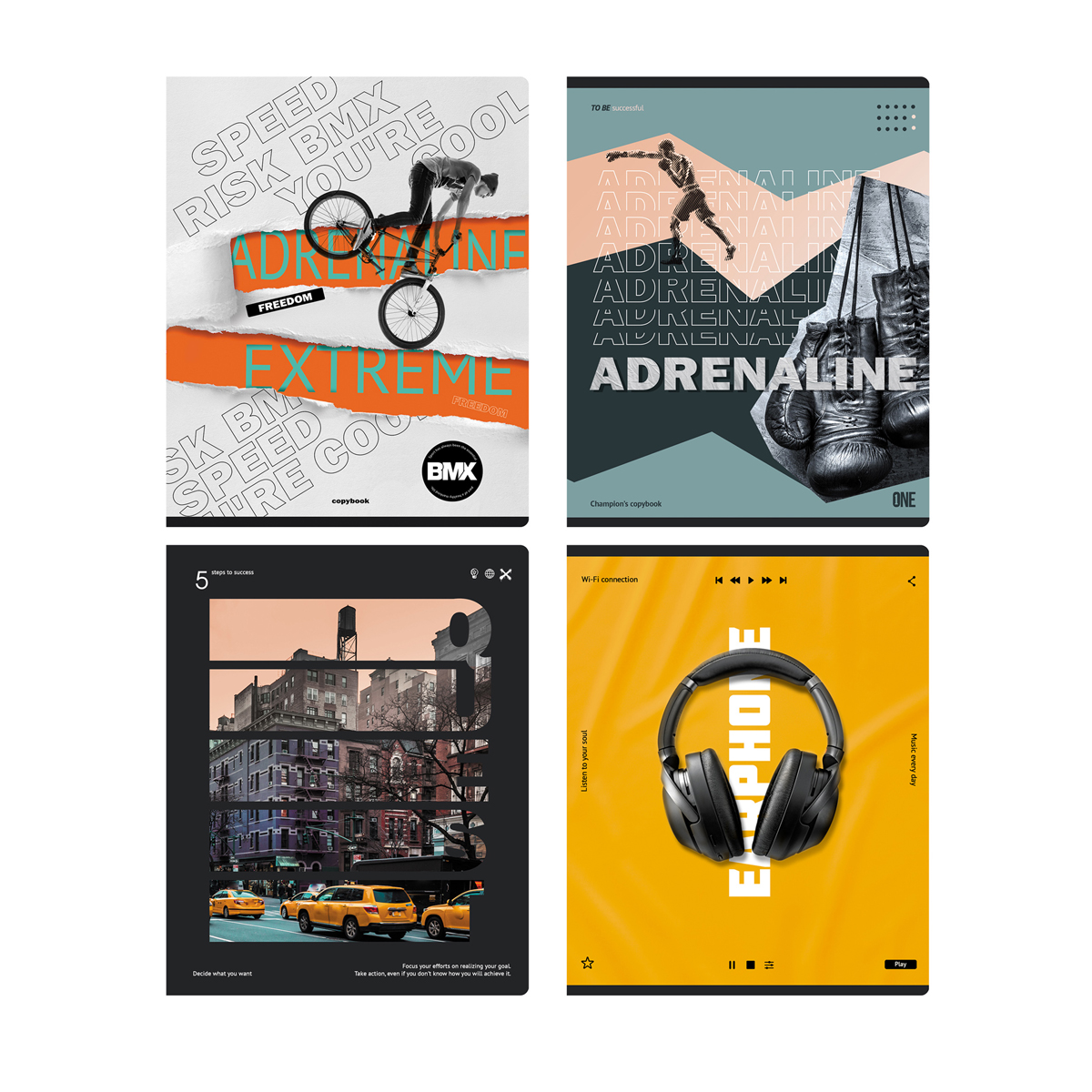 Тетрадь 96л., А5, клетка BG "Adrenalin", soft-touch ламинация Тетрадь 96л., А5, клетка BG "Adrenalin", soft-touch ламинация