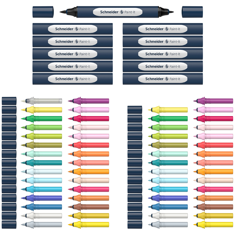 Набор двухсторонних маркеров-кистей Schneider "Twinmarker Paint-It" 72 Набор двухсторонних маркеров-кистей Schneider "Twinmarker Paint-It" 72