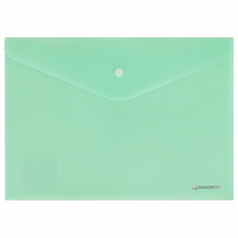 Папка-конверт с кнопкой BRAUBERG "Pastel", А4, матовая непрозрачная,