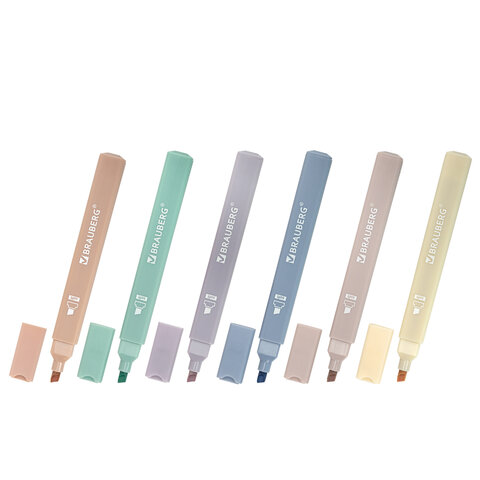 Набор текстовыделителей 6 ЦВЕТОВ МОРАНДИ, BRAUBERG "Morandi", линия