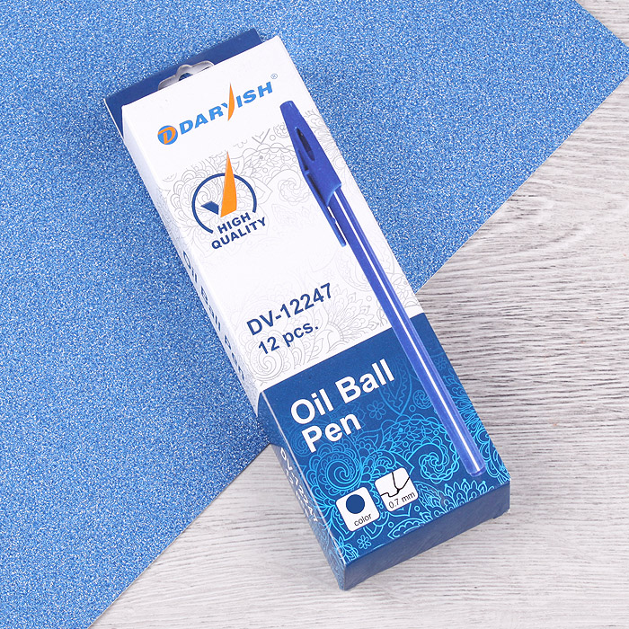 Ручка шариковая синяя "Darvish" на масляной основе трехгранный синий