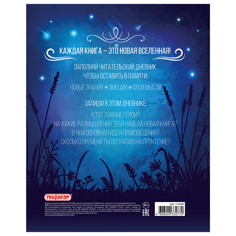 Читательский дневник школьника А5 40 листов, с цветным блоком, ПИФАГОР, 113448 Читательский дневник школьника А5 40 листов, с цветным блоком, ПИФАГОР, 113448