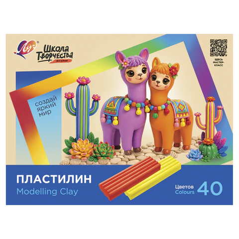 Пластилин классический ЛУЧ "Школа творчества", 40 цветов, 800 г, стек, Пластилин классический ЛУЧ "Школа творчества", 40 цветов, 800 г, стек,