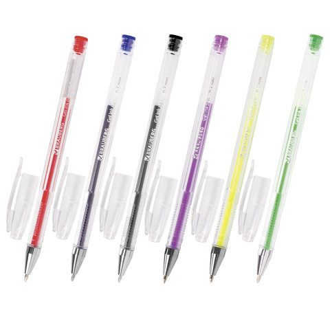 Ручки гелевые BRAUBERG, НАБОР 6 шт., АССОРТИ, "Jet", узел 0,7 мм,