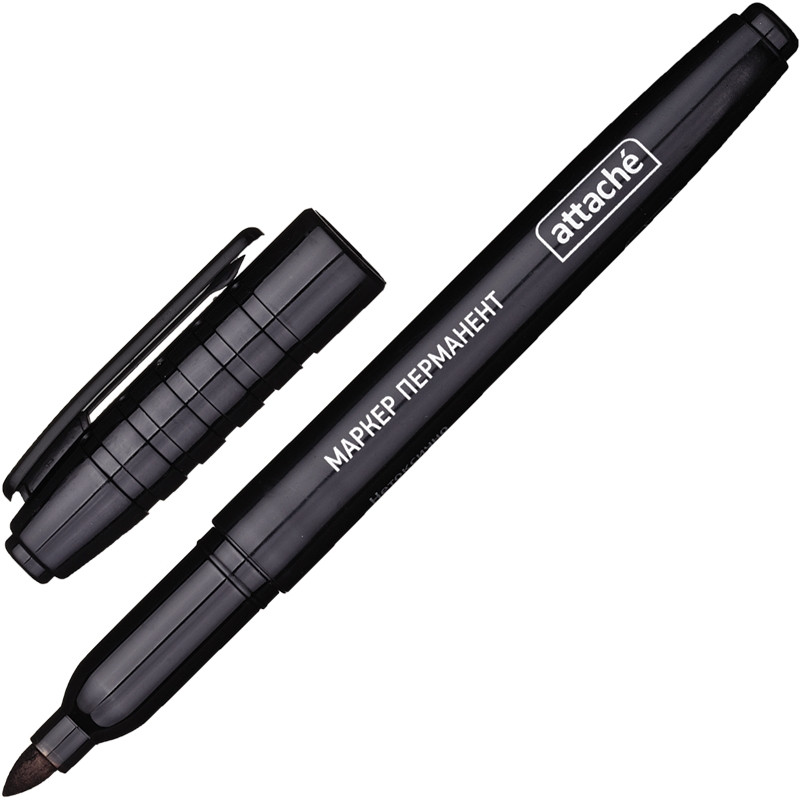 Маркер перманентный ATTACHE черный 1,5-3мм. штр. 4690432002862, 6953070935922, Маркер перманентный ATTACHE черный 1,5-3мм. штр. 4690432002862, 6953070935922,