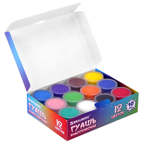 Гуашь BRAUBERG "МОНСТРИКИ", 12 цветов по 10 мл, 192642